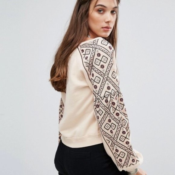 Free People Senorita Pullover Ivory  Sweatshirt - Picture 2 of 3